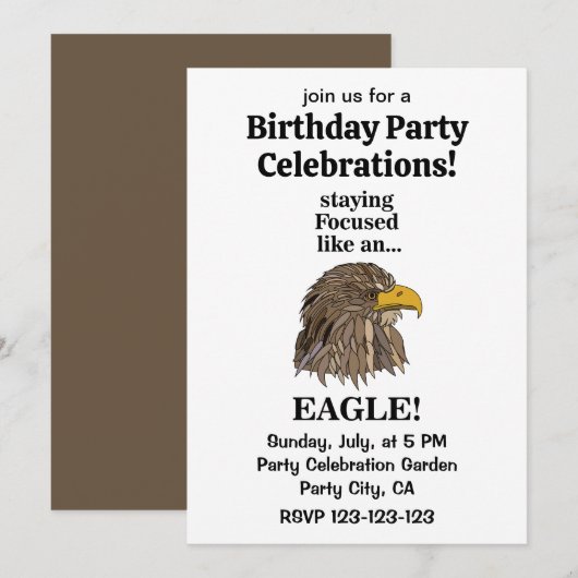 Invitation Golden Eagle Head Anniversaire Fête (Devant / Derrière)