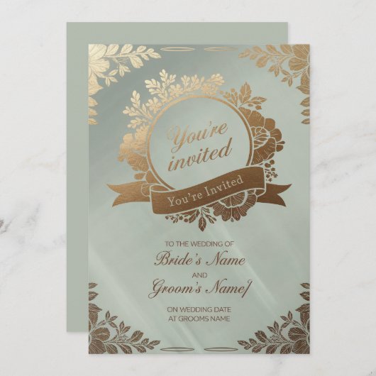 Invitation Golden Elegance (Devant / Derrière)