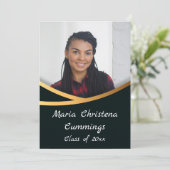 Invitation Golden Elegance Classe De Diplôme Photo (Debout devant)