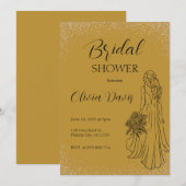 Invitation Golden Elegance : Fête des mariées Bliss Invitatio (Devant / Derrière)