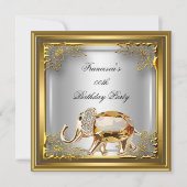 Invitation Golden Elephant Elite Élégante fête d'anniversaire (Devant)