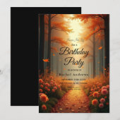 Invitation Golden Ember Autumn Woodland Stroll (Devant / Derrière)