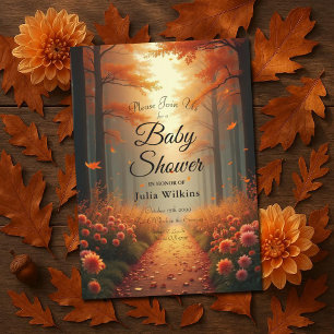 Invitation Golden Ember Autumn Woodland Stroll
