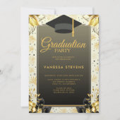 Invitation Golden Et Beige Illustré Joyeux Jour De Graduation (Devant)