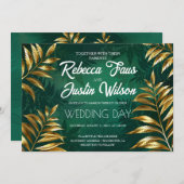 Invitation Golden fern arrangement wedding (Devant / Derrière)