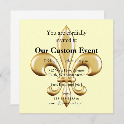 Invitation Golden Fleur De Lis (Devant / Derrière)