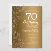 Invitation Golden Floral 70e fête d'anniversaire (Devant)