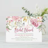 Invitation Golden Floral Blush Rose Aquarelle Brunch nuptial (Debout devant)