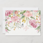 Invitation Golden Floral Blush Rose Aquarelle Brunch nuptial (Dos)