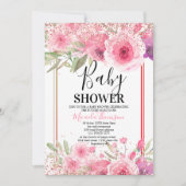 Invitation Golden floral cake for baby shower (Devant)