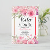 Invitation Golden floral cake for baby shower (Debout devant)