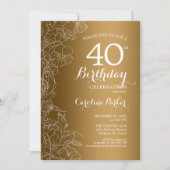 Invitation Golden Floral fête du 40e anniversaire (Devant)