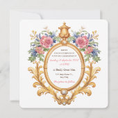 Invitation Golden Floral Rococo Wedding Elegant Regal Roses (Dos)