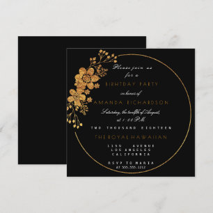 Invitation Golden Foil Floral Glam Vip fête d'anniversaire