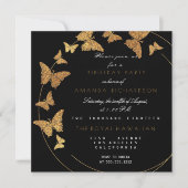 Invitation Golden Foil papillon Vip fête d'anniversaire (Devant)