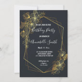 Invitation Golden Frame Navy retour Anniversaire (Devant)