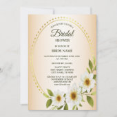 Invitation Golden Frame White Floral Peach Bridal Shower (Devant)