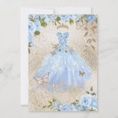 Invitation Golden Glam Cinderella Blue Butterfly Quinceanera (Dos)