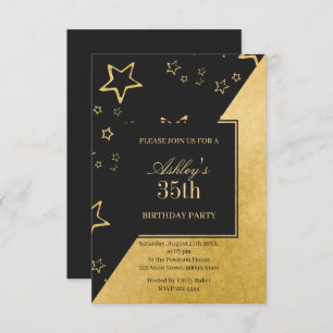 Invitation Golden Glittering Stars Anniversaire