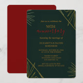 Invitation Golden Green élégant mariage 50e anniversaire (Devant / Derrière)