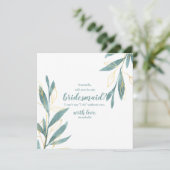 Invitation Golden Green Floral Will You will be my Bridesmaid (Debout devant)