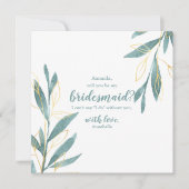 Invitation Golden Green Floral Will You will be my Bridesmaid (Devant)