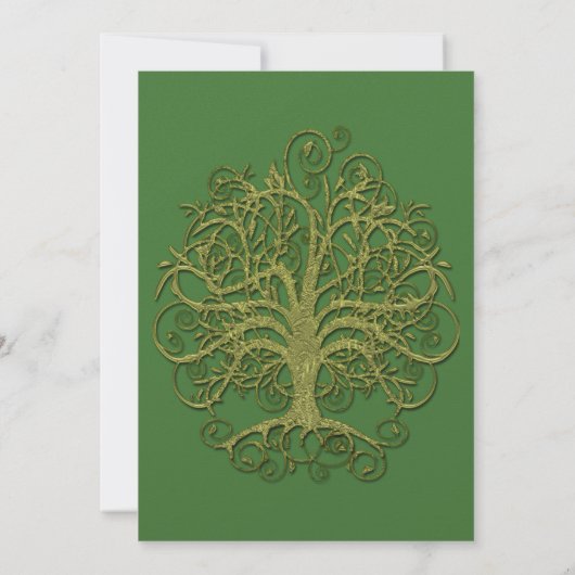 Invitation Golden Green Swirl Arbre Roots of Love Mariage (Dos)
