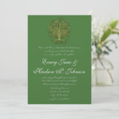 Invitation Golden Green Swirl Arbre Roots of Love Mariage (Debout devant)
