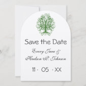 Invitation Golden Green Swirl Arbre Roots of Love Mariage (Devant)