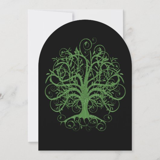 Invitation Golden Green Swirl Arbre Roots of Love Mariage (Dos)