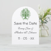 Invitation Golden Green Swirl Arbre Roots of Love Mariage (Debout devant)