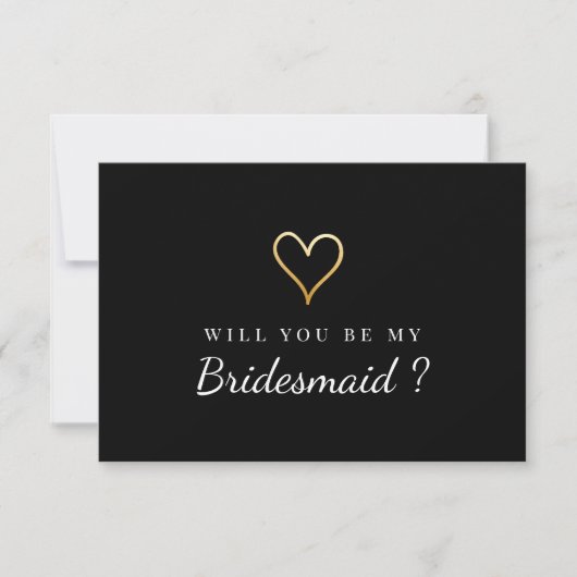 Invitation Golden Heart Will You Be My Bridesmaid (Devant)