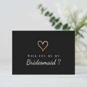 Invitation Golden Heart Will You Be My Bridesmaid (Debout devant)