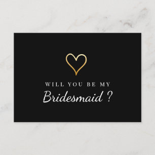Invitation Golden Heart Will You Be My Bridesmaid