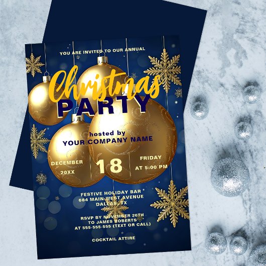 Invitation Golden Holiday Cheer - Une fête de Noël festive