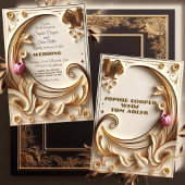 Invitation Golden Ivory Baroque Asymétrique Mariage