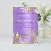 Invitation Golden Jungle Purple Élégant Naissance nuptiale (Debout devant)
