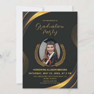 Invitation Golden Laurel Wreath Graduation