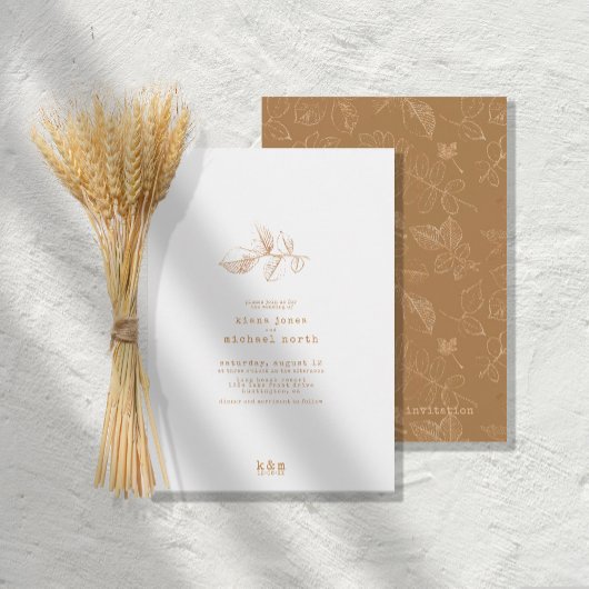 Invitation Golden Leaf Mariage Gold ID655