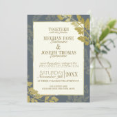 Invitation Golden Leaf Woodland Élégance Mariage botanique (Debout devant)