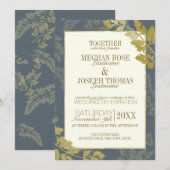 Invitation Golden Leaf Woodland Élégance Mariage botanique (Devant / Derrière)