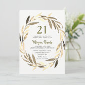 Invitation Golden Leaf Wreath 21e anniversaire de fête Invita (Debout devant)