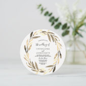 Invitation Golden Leaf Wreath Mariage élégant (Debout devant)