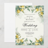 Invitation Golden Lemon Mariage botanique (Devant / Derrière)