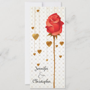 Invitation Golden Love Hearts et Mariage Rose