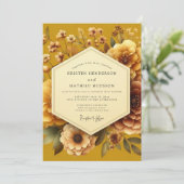 Invitation Golden Luminous Flora Wedding (Debout devant)