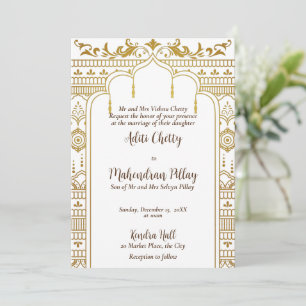 Invitation Golden mandap motif indien