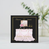 Invitation Golden Mariage 50 ans Cake Names Black Gold (Debout devant)