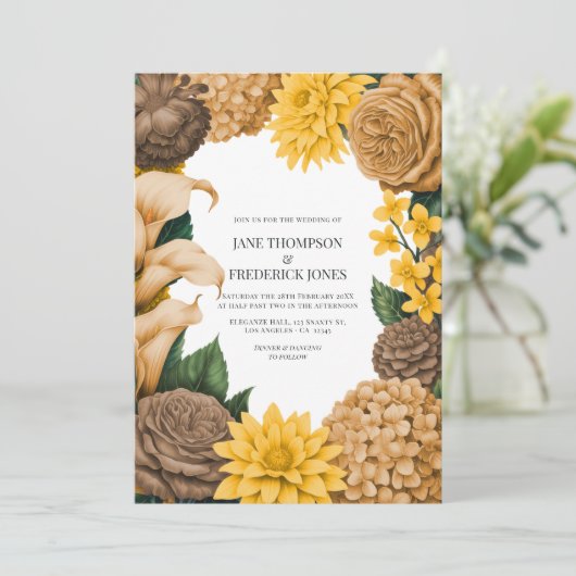 Invitation Golden Marigold, Terra Honey & Umber Spice Wedding (Debout devant)