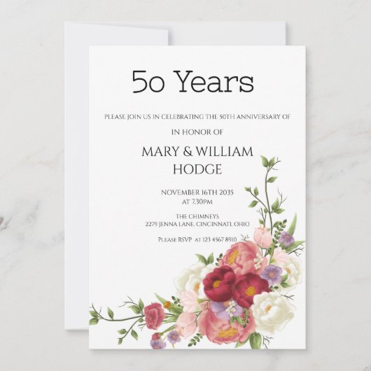 Invitation "Golden Memories : Celebrating 50 Years of Love" (Devant)